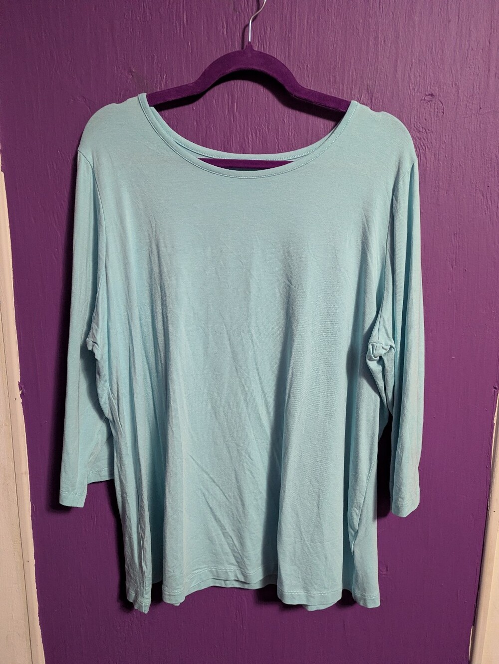 3. D&Co Essentials Light Blue Boat Neckline 3/4 Sleeve Tee XL 16 18